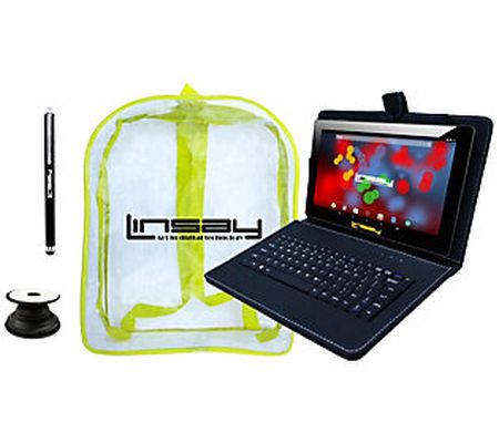 Linsay 10" IPS Tablet 32GB w Keyboard, Backpack , Holder, Pen