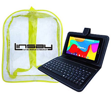 LINSAY 7" Android 12 Tablet w/ Keyboard & Bag