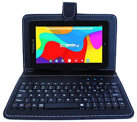 LINSAY 7" Android 12 Tablet w/ Leather Keyboard