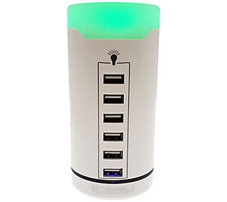 LINSAY Smart LED Touch Multicolor Lamp with Six USB Ports