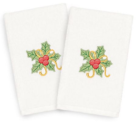 Linum Home Textiles Christmas Holly Bunch 2-Pie ce Hand Towels