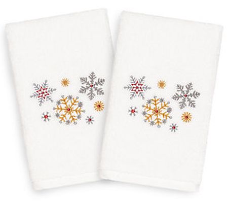 Linum Home Textiles Christmas Snowfall 2-Piec e Hand Towels