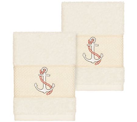 Linum Home Textiles Easton 2PC Embellished Wash cloth Set