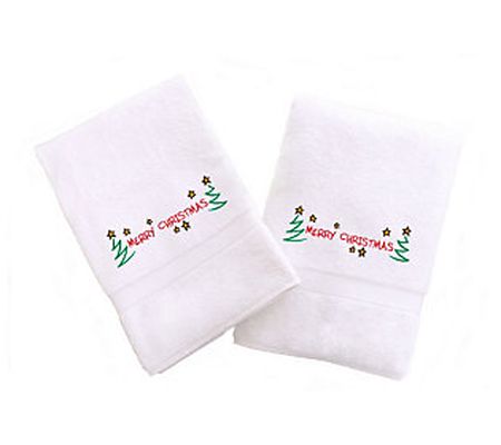 Linum Home Textiles Embroidered Hand Towels Mer ry Christmas