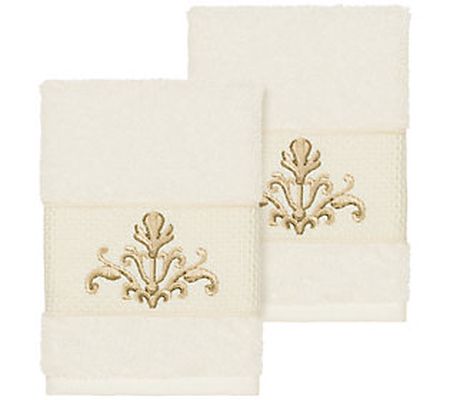 Linum Home Textiles Scarlet 2PC Embellished Was hcloth Set