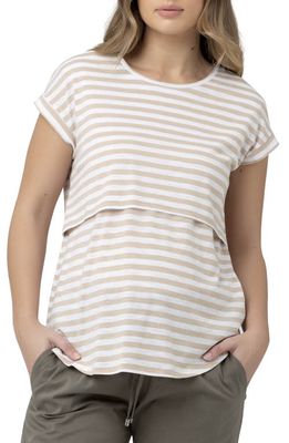 Lionel Stripe Maternity/Nursing T-Shirt in Natural /White