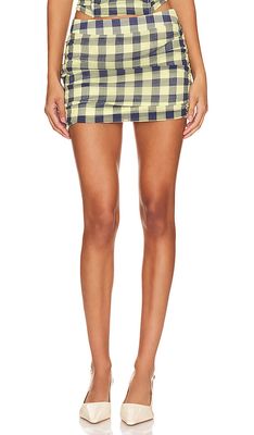 LIONESS 97 Check Mini Skirt in Lemon