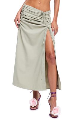 LIONESS Le Paris Ruched Maxi Skirt in Sage