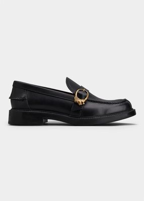 Lionshead Buckle Leather Loafers