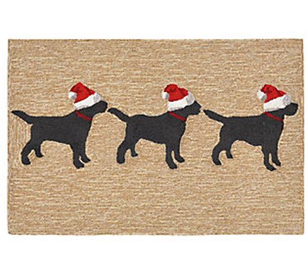 Liora Manne Frontporch 3 Dogs Christmas Rug Neu tral 24" x 36"