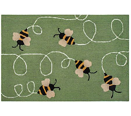 Liora Manne Frontporch Buzzy Bees In/Out Rug Gr een 20"x30"