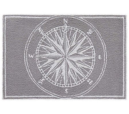 Liora Manne Frontporch Compass In-Out Rug Gray 24" x 36"