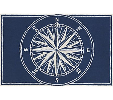 Liora Manne Frontporch Compass Rug Navy 24" x 3 6"