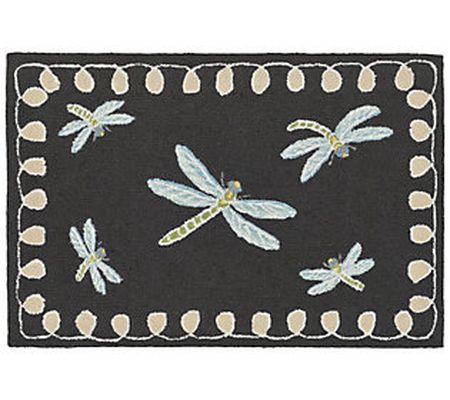 Liora Manne Frontporch Dragonfly Rug Midnight 2 4" x 36"