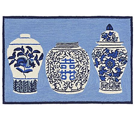 Liora Manne Frontporch Ginger Jars Rug Blue 24" x 36"
