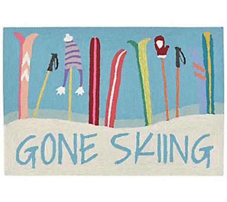 Liora Manne Frontporch Gone Skiing Rug Blue 24" x 36"