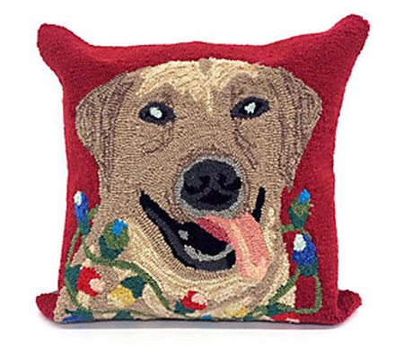 Liora Manne Frontporch Happy Holidays Pillow Re d 18" Square