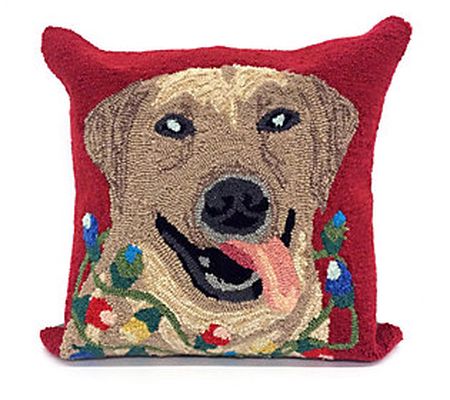 Liora Manne Frontporch Happy Holidays Pillow Red 18 Square