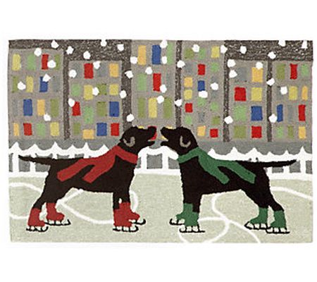 Liora Manne Frontporch Holiday Ice Dogs Rug Mul ti 30"X48"