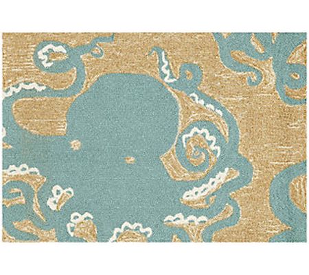 Liora Manne Frontporch Octopus Rug Aqua 24" x 3 6"