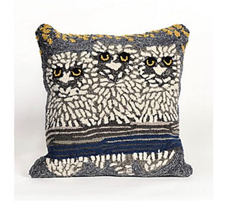 Liora Manne Frontporch Owls Pillow Night 18" Sq uare