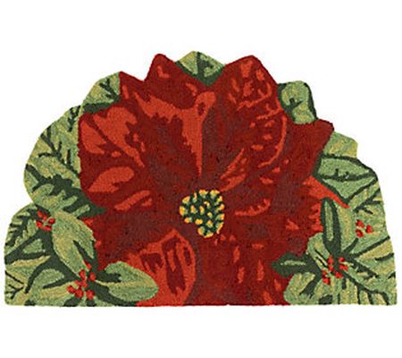 Liora Manne Frontporch Poinsettia Rug Red 24" x 36" Half Round