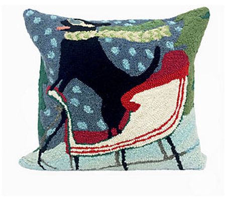 Liora Manne Frontporch Sledding Dog Pillow Mult i 18" Square