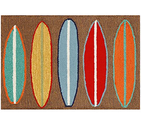 Liora Manne Frontporch Surfboards In/Out Rug Br own 20" x 30"