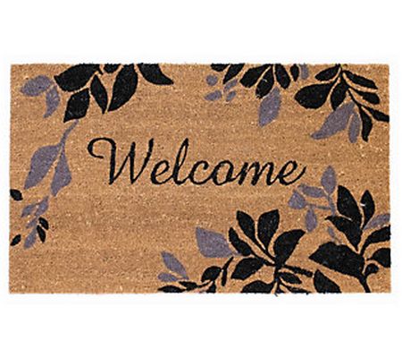 Liora Manne Natura Leaves Border Outdoor Mat Black 24 x 36