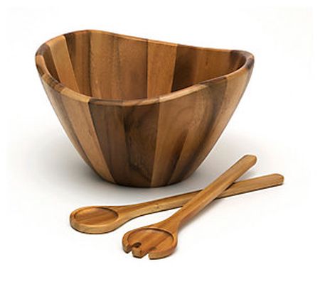 Lipper Acacia Wave Large Bowl with Servers