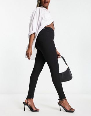 Lipsy high rise pull-on jeans in black