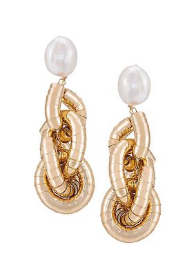 Liquid 18K-Gold-Plated & Freshwater Pearl Drop Earrings