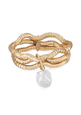 Liquid 18K Gold-Plated & Freshwater Pearl Layered Bracelet
