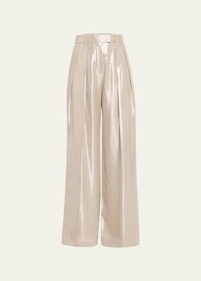 Liquid Lame Wide-Leg Pants