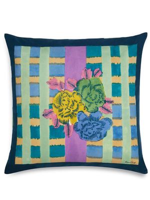 Lisa Corti Ankara Aqua floral-print cushion - Blue