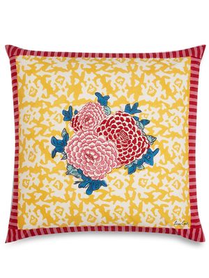 Lisa Corti Arabesque Corolla floral-print cushion - Yellow