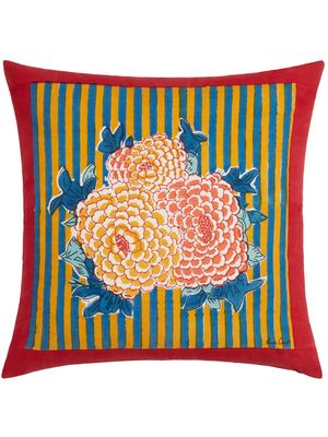 Lisa Corti floral-print cotton cushion - Blue