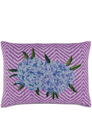 Lisa Corti floral-print cotton cushion - Purple