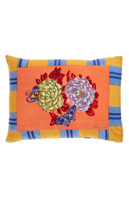 LISA CORTI Mixed Print Cotton Accent Pillow in Queen Flw Peach