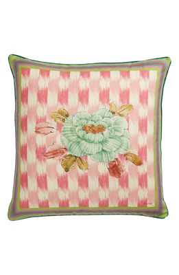 LISA CORTI Square Linen Accent Pillow in Veranda Magenta Pink