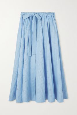Lisa Marie Fernandez - Balloon Checked Cotton Midi Skirt - Blue