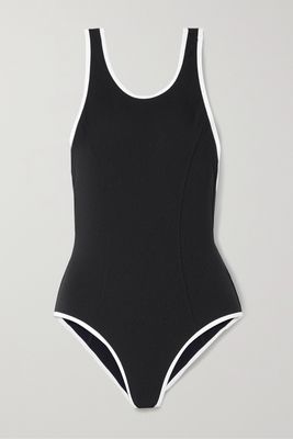 Lisa Marie Fernandez - Button-embellished Stretch-crepe Swimsuit - Black