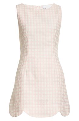 Lisa Marie Fernandez Check Scallop Shift Cover-Up Minidress in Vintage Pink Check Boucle