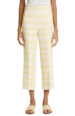 Lisa Marie Fernandez Crop High Waist Straight Leg Cotton Blend Tweed Pants in Yellow Tweed