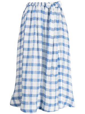 Lisa Marie Fernandez gingham-pattern linen-blend skirt - Blue
