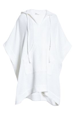 Lisa Marie Fernandez Hooded Cover-Up Poncho in White Honeycomb Pique