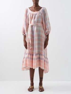 Lisa Marie Fernandez - Laure Check Cotton-gauze Midi Dress - Womens - Multi
