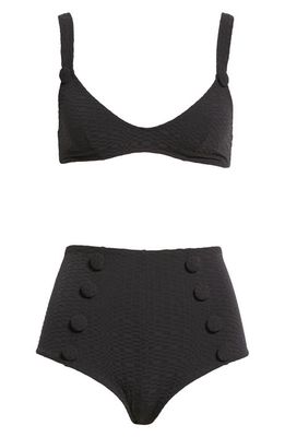 Lisa Marie Fernandez Magdalena High Waist Two-Piece Swimsuit in Black