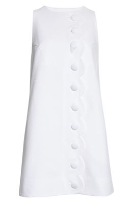 Lisa Marie Fernandez Scallop Trim Cotton Pique Minidress in White Swiss Dot Pique