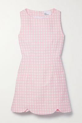 Lisa Marie Fernandez - Scalloped Checked Cotton-blend Bouclé-jacquard Mini Dress - Pink